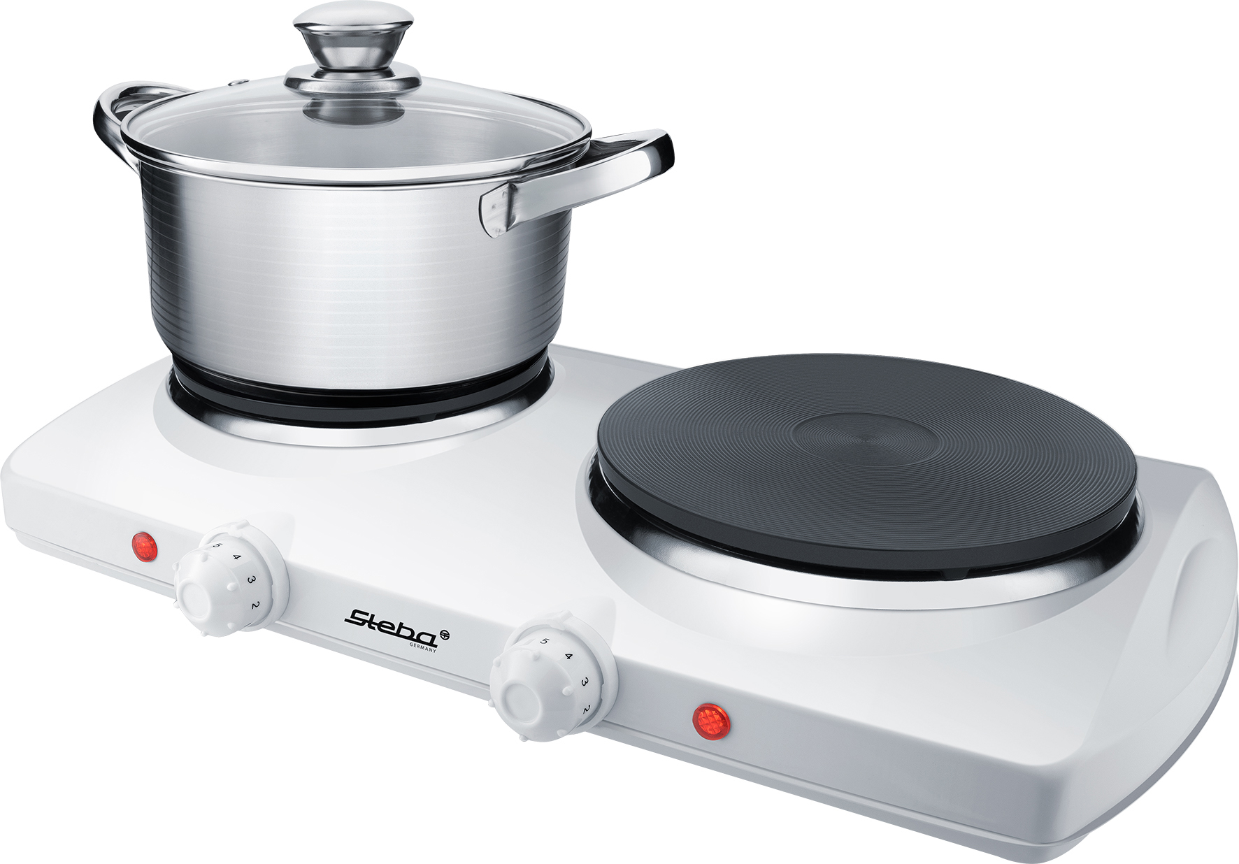 Steba Dobbelt kogeplade STKF150, Ø16/19 cm zoner, 2300W, hvid Steba Dobbelt kogeplade STKF150, Ø16/19 cm zoner, 2300W, hvid